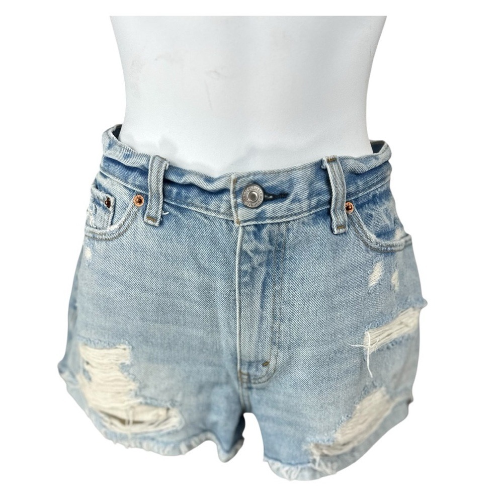 Abercrombie & Fitch size 28 Annie High rise Blue Jean‎ Shorts Distressed